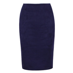 Sexy Multi Color Suede Midi Pencil Skirt  Fashion Elastic High Waist Office Lady skirt