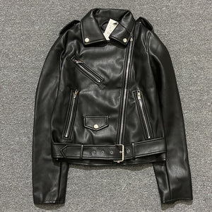 Pu Faux Leather Jacket Women White Black Zipper Slim Short Biker Jackets Coat