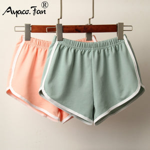 Sports Shorts Women Candy Color Anti Emptied Skinny Shorts Casual Lady Elastic Waist Beach