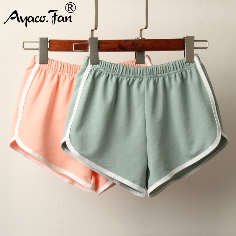 Sports Shorts Women Candy Color Anti Emptied Skinny Shorts Casual Lady Elastic Waist Beach