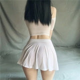 Solid color Ice silk Lotus leaf pendulum Transparent Nightclub Party mini skirts
