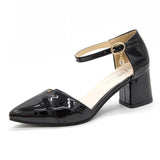 Casual Point Toe Buckle Strap Square Heel Med Female Sexy Party  High Heels