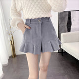 Winter Warm Women Wide Leg Shorts High Waist  Shorts Casual Chic Shorts