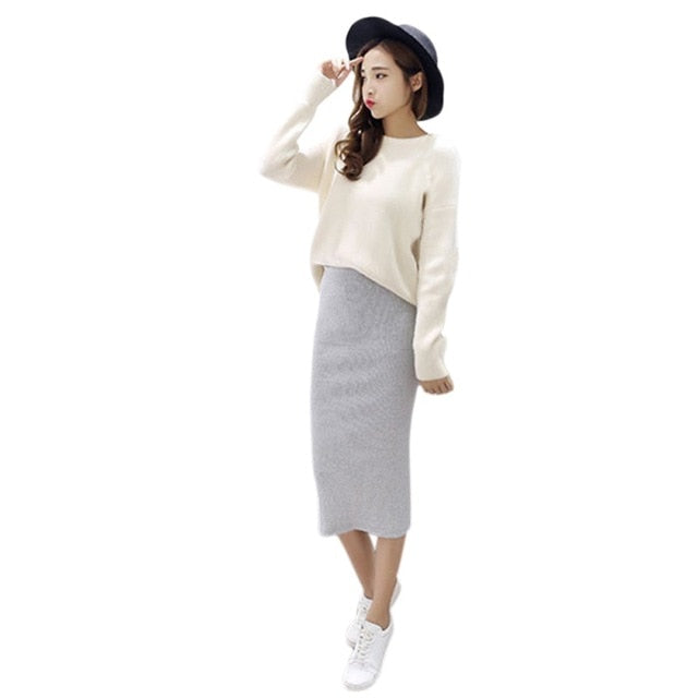 spring Autumn And Winter package hip skirt slit skirts Slim thin female waist skirts Long skirts