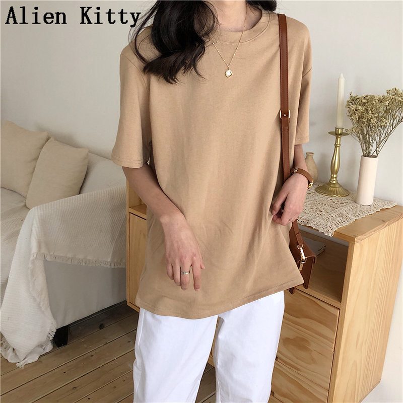 New Soft Free Loose Hot Sale Solid Fresh Summer New T-shirt Women Fashion