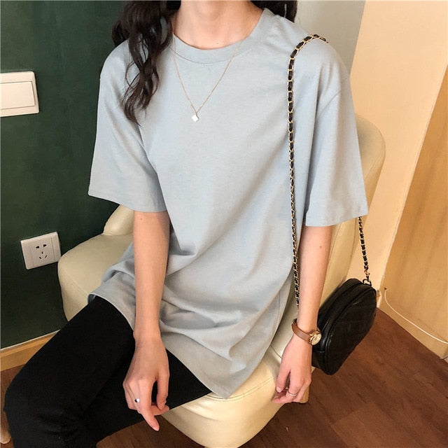 New Soft Free Loose Hot Sale Solid Fresh Summer New T-shirt Women Fashion