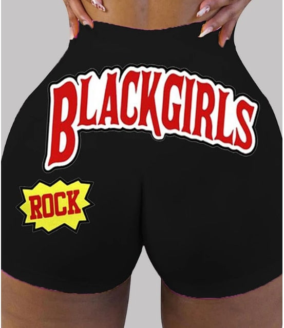 Summer Shorts Slim Womens Short Pants Print Hot Sale Hip-hop Outdoor Sports Elastic Waist