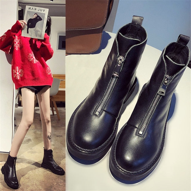 winter hot Genuine leather women's boots fashion trend comfortable wild warm short tube boots
