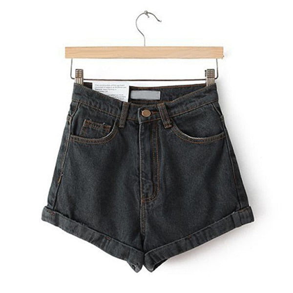 Women's Denim Shorts Blue Black High Waist Woman Shorts Short Jeans