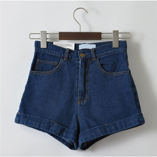 Women's Denim Shorts Blue Black High Waist Woman Shorts Short Jeans