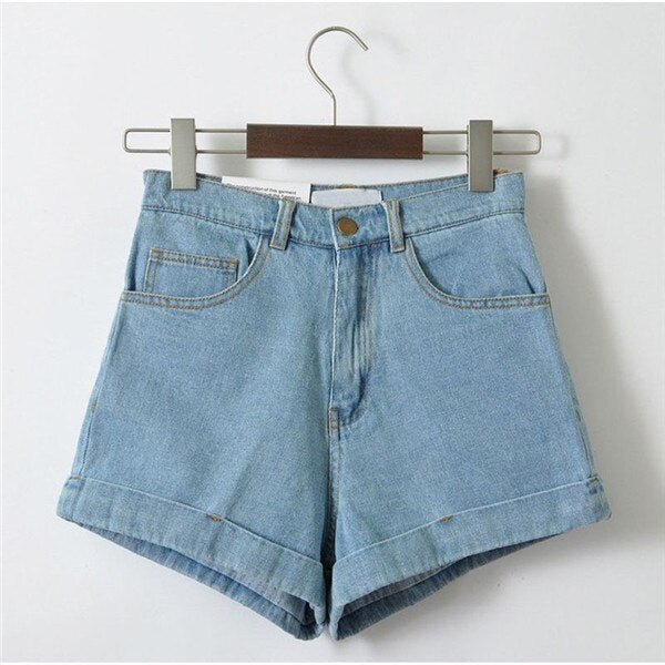 Women's Denim Shorts Blue Black High Waist Woman Shorts Short Jeans