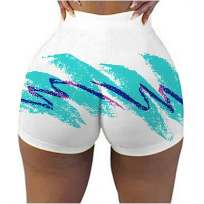 Summer Shorts Slim Womens Short Pants Print Hot Sale Hip-hop Outdoor Sports Elastic Waist