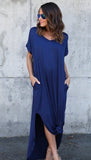 Women Dress Summer Solid Casual Short Sleeve Maxi Dress For Women Long Dress