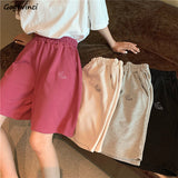 Women Embroidery Elasticity Lovely Girls Korean Style Colorful Simple Oversize Trousers