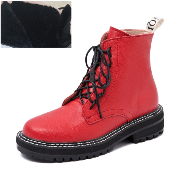 women shoes Ankle 2020 Autumn British Wind Genuine Leather Thick With Short Boots