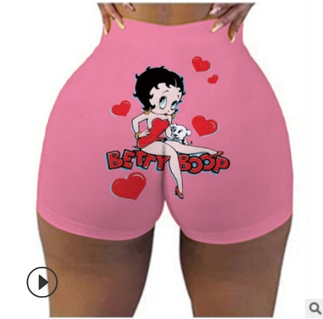 Summer Shorts Slim Womens Short Pants Print Hot Sale Hip-hop Outdoor Sports Elastic Waist