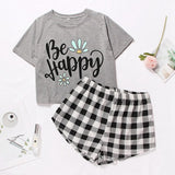 Cartoon Print Short Set Pajamas for Women  Pajama Set Sweet Short Sleeve