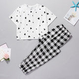 Cartoon Print Short Set Pajamas for Women  Pajama Set Sweet Short Sleeve