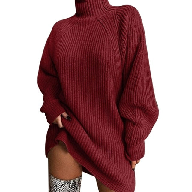 Casual Sweater Loose Turtleneck Sweater Women Knitwear Long Sleeve Pull Jumpers