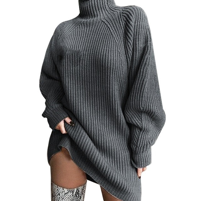 Casual Sweater Loose Turtleneck Sweater Women Knitwear Long Sleeve Pull Jumpers