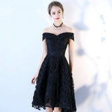 Vintage Off The Shouler Prom Dresses Short Front Back Long Tail Evening Dress