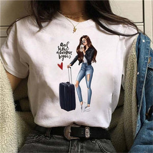 Female Tshirt Women Fashion Graphic Printed T-Shirt Harajuku Korean Style Short Sleeves Clothes Female