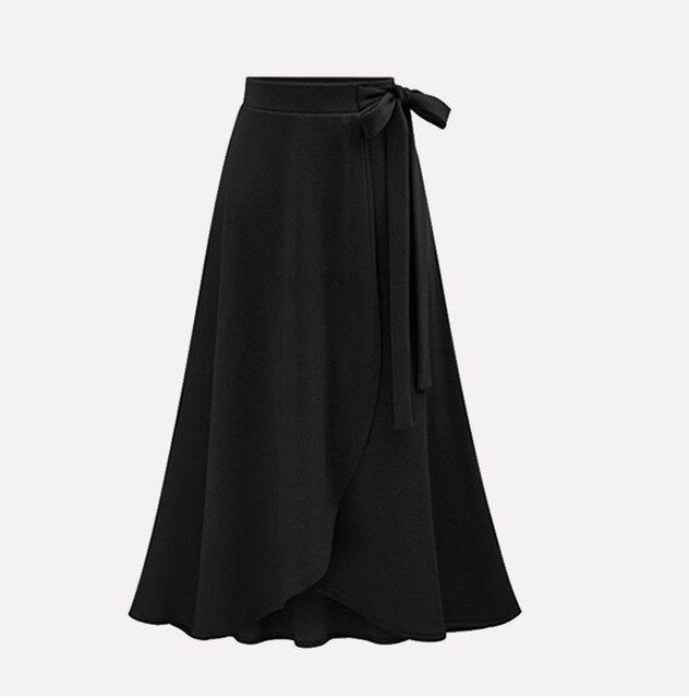 Stylish Designed Women's Autumn Asymmetric Slit Solid-color Wrap Long Skirt