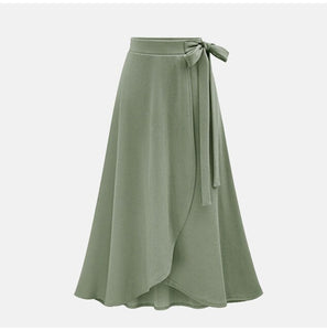 Stylish Designed Women's Autumn Asymmetric Slit Solid-color Wrap Long Skirt