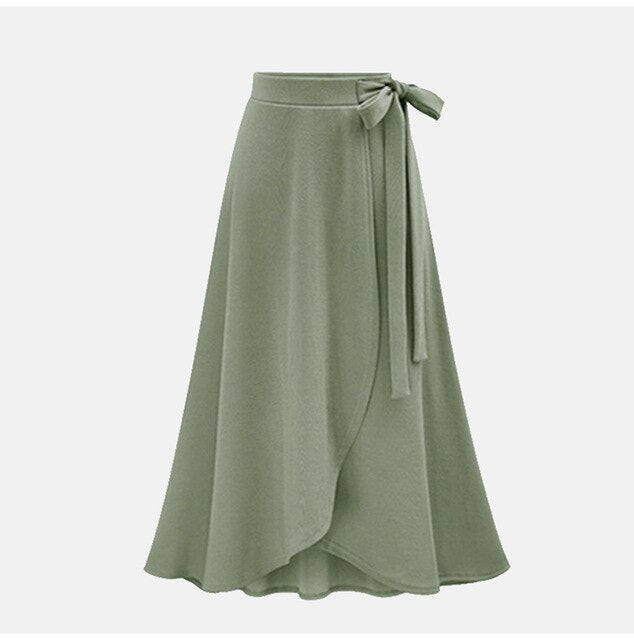 Stylish Designed Women's Autumn Asymmetric Slit Solid-color Wrap Long Skirt