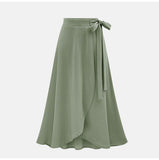 Stylish Designed Women's Autumn Asymmetric Slit Solid-color Wrap Long Skirt