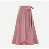 Stylish Designed Women's Autumn Asymmetric Slit Solid-color Wrap Long Skirt