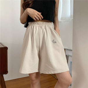Women Embroidery Elasticity Lovely Girls Korean Style Colorful Simple Oversize Trousers