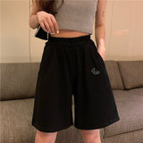 Women Embroidery Elasticity Lovely Girls Korean Style Colorful Simple Oversize Trousers