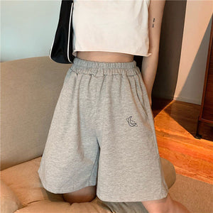 Women Embroidery Elasticity Lovely Girls Korean Style Colorful Simple Oversize Trousers