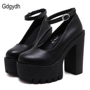 new spring autumn casual high-heeled shoes sexy thick heels platform pumps Black White