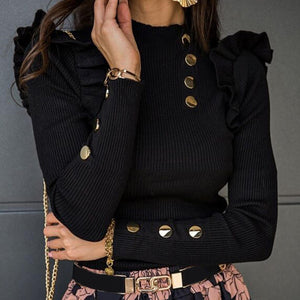 Plus Size Autumn Winter Women Blouse Long Sleeve Knitwear