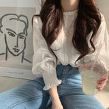 Women Long Sleeve Linen Cotton Girls Blouse Femme Casual White Tops Women Blouses