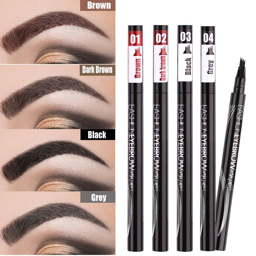 Eyebrow Pen Four-claw Eye Brow Tint Makeup three Colors Eyebrow Pencil Brown Black Grey Brush