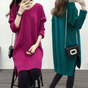 women's fat mm autumn/winter V collar new loose medium and long knitwear set