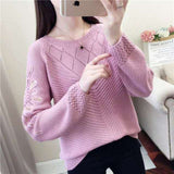 Sweater knit sweater women's top dress new loose-fitting hollow-sleeved lace bottoms thin-fitting