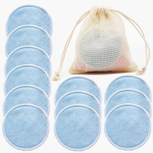 Reusable Bamboo Makeup Remover Pads 12pcs/Pack Washable Rounds Cleansing Facial Cotton Make Up