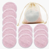 Reusable Bamboo Makeup Remover Pads 12pcs/Pack Washable Rounds Cleansing Facial Cotton Make Up