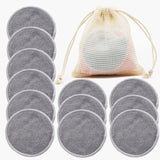 Reusable Bamboo Makeup Remover Pads 12pcs/Pack Washable Rounds Cleansing Facial Cotton Make Up