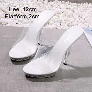 Crystal Show Stripper Heels Clear Shoes Women High Heels Sandals