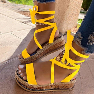 Women Snake Sandals Platform Heels Cross Strap Ankle Lace Peep Toe  Beach Party
