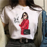 Female Tshirt Women Fashion Graphic Printed T-Shirt Harajuku Korean Style Short Sleeves Clothes Female