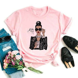 Female Tshirt Women Fashion Graphic Printed T-Shirt Harajuku Korean Style Short Sleeves Clothes Female