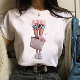 Female Tshirt Women Fashion Graphic Printed T-Shirt Harajuku Korean Style Short Sleeves Clothes Female