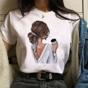 Female Tshirt Women Fashion Graphic Printed T-Shirt Harajuku Korean Style Short Sleeves Clothes Female