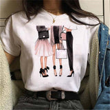 Female Tshirt Women Fashion Graphic Printed T-Shirt Harajuku Korean Style Short Sleeves Clothes Female